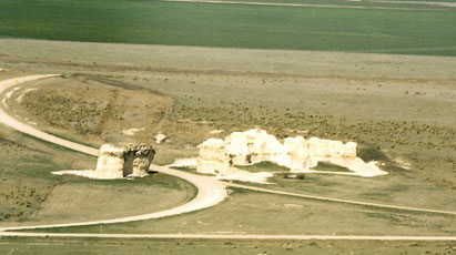 An aerial view of the little pyramids