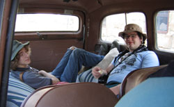Riding in the back of "Spiker"