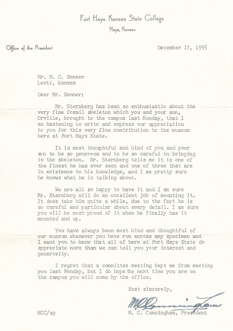Letter from M.C. Cunningham